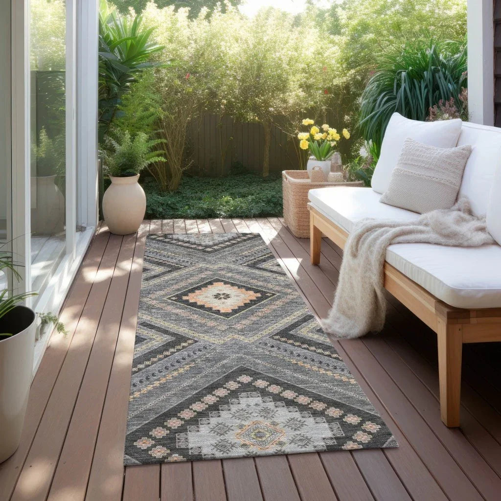 Solene Gray Washable Indoor-Outdoor Rug-Outdoor Rugs-LOOMLAN Rugs-LOOMLAN