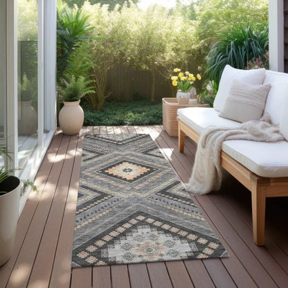 Solene Gray Washable Indoor-Outdoor Rug-Outdoor Rugs-LOOMLAN Rugs-LOOMLAN