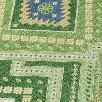 Solene Green Washable Indoor-Outdoor Rug-Outdoor Rugs-LOOMLAN Rugs-LOOMLAN