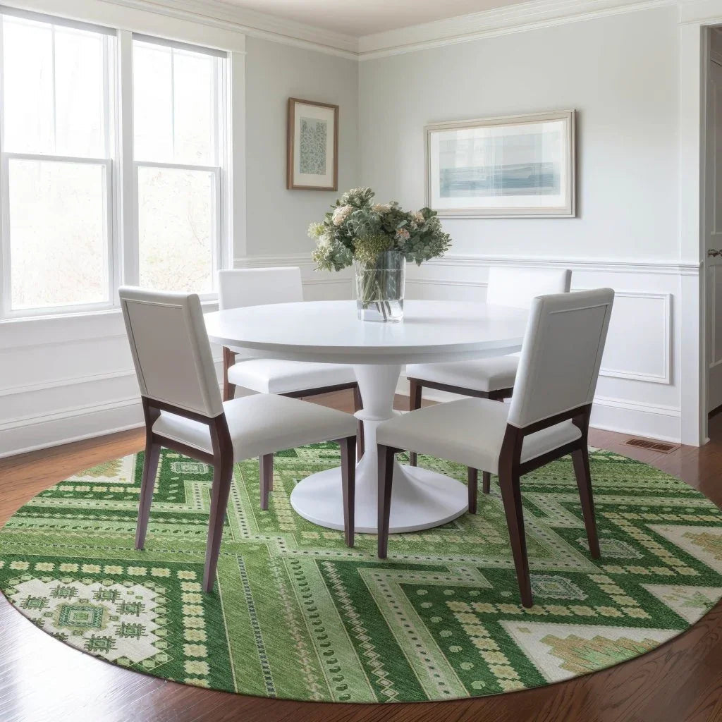 Solene Green Washable Indoor-Outdoor Rug-Outdoor Rugs-LOOMLAN Rugs-LOOMLAN