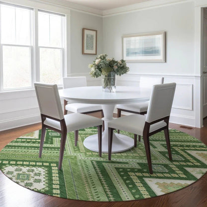 Solene Green Washable Indoor-Outdoor Rug-Outdoor Rugs-LOOMLAN Rugs-LOOMLAN