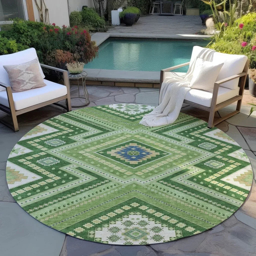Solene Green Washable Indoor-Outdoor Rug-Outdoor Rugs-LOOMLAN Rugs-LOOMLAN