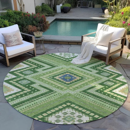 Solene Green Washable Indoor-Outdoor Rug-Outdoor Rugs-LOOMLAN Rugs-LOOMLAN