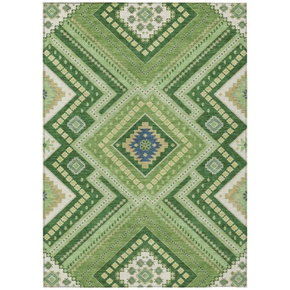 Solene Green Washable Indoor-Outdoor Rug-Outdoor Rugs-LOOMLAN Rugs-2'6" x 3'10"-LOOMLAN