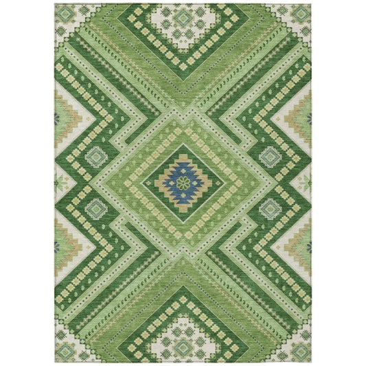 Solene Green Washable Indoor-Outdoor Rug-Outdoor Rugs-LOOMLAN Rugs-2'6" x 3'10"-LOOMLAN
