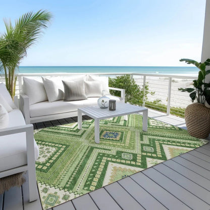Solene Green Washable Indoor-Outdoor Rug-Outdoor Rugs-LOOMLAN Rugs-LOOMLAN