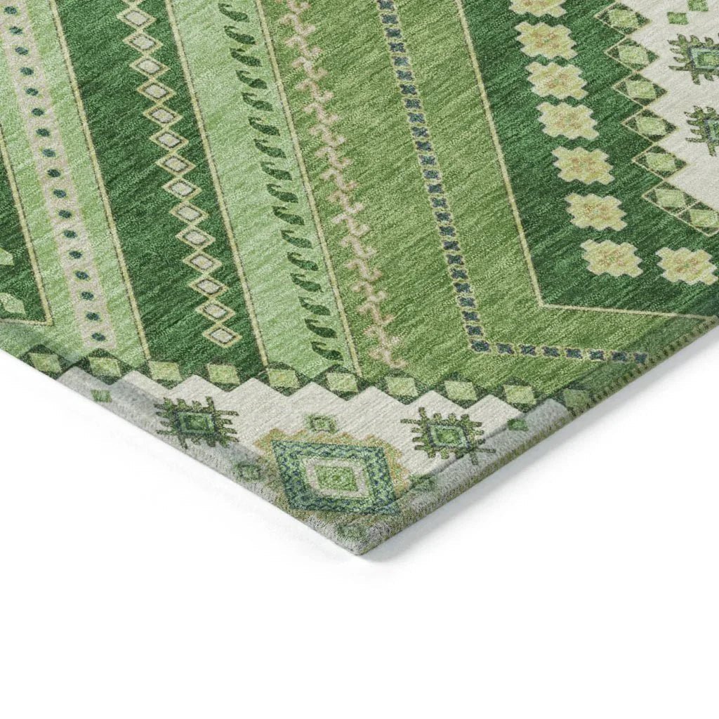 Solene Green Washable Indoor-Outdoor Rug-Outdoor Rugs-LOOMLAN Rugs-LOOMLAN