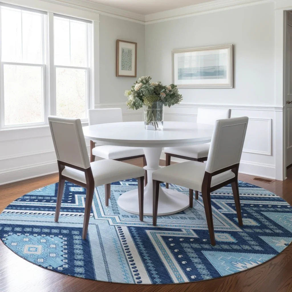 Solene Navy Washable Indoor-Outdoor Rug-Outdoor Rugs-LOOMLAN Rugs-LOOMLAN