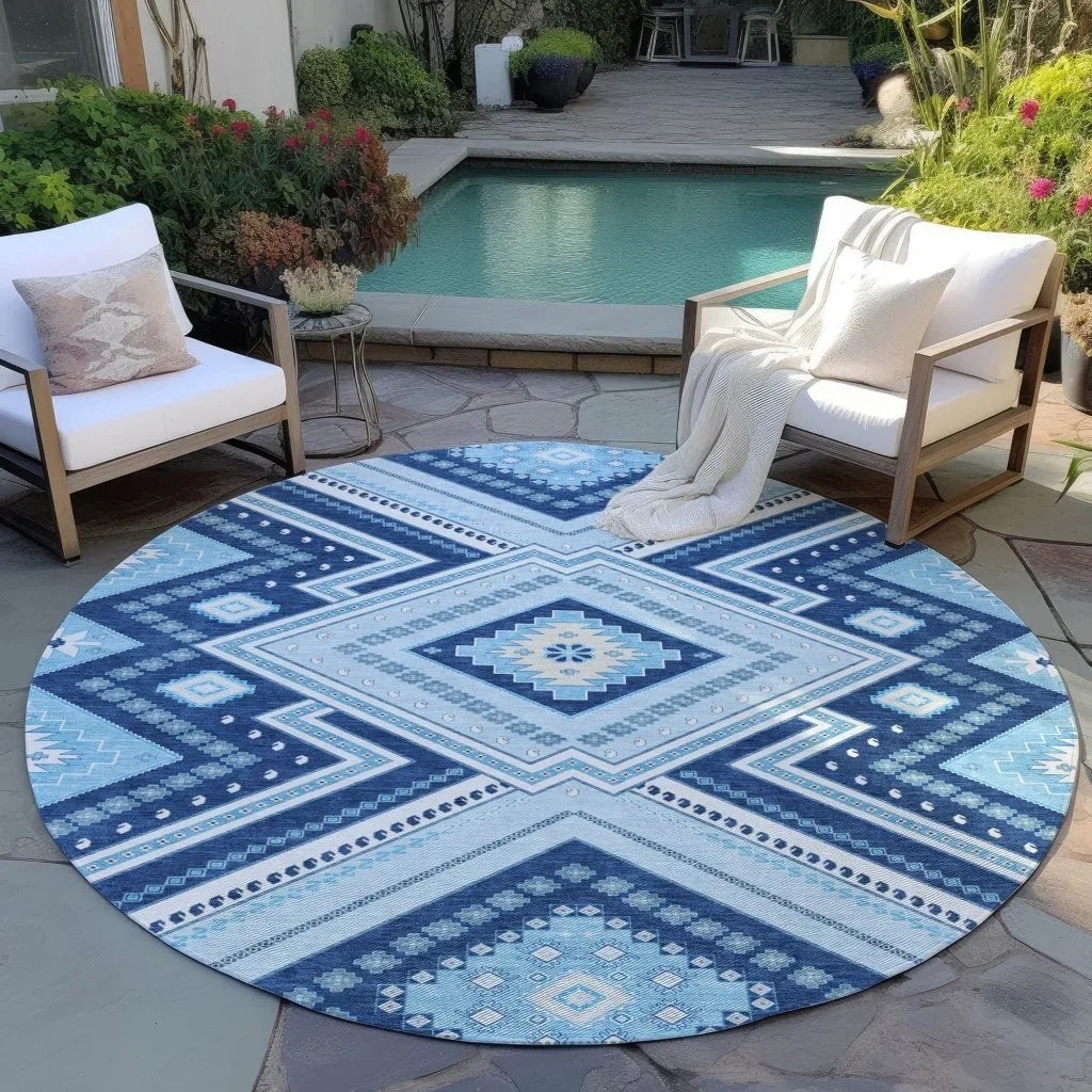 Solene Navy Washable Indoor-Outdoor Rug-Outdoor Rugs-LOOMLAN Rugs-LOOMLAN