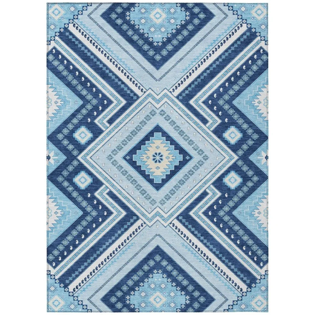 Solene Navy Washable Indoor-Outdoor Rug-Outdoor Rugs-LOOMLAN Rugs-2'6" x 3'10"-LOOMLAN