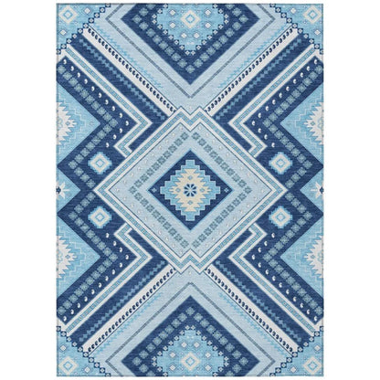 Solene Navy Washable Indoor-Outdoor Rug-Outdoor Rugs-LOOMLAN Rugs-2'6" x 3'10"-LOOMLAN