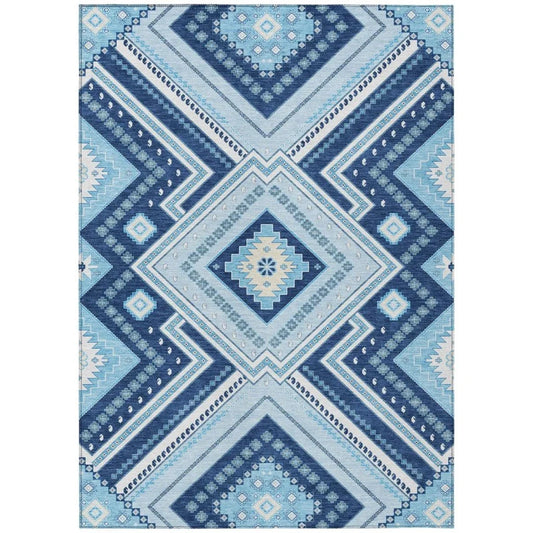 Solene Navy Washable Indoor-Outdoor Rug-Outdoor Rugs-LOOMLAN Rugs-2'6" x 3'10"-LOOMLAN