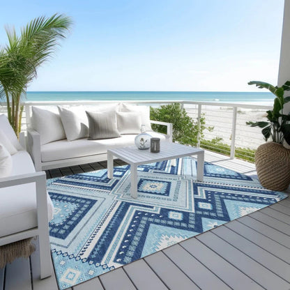 Solene Navy Washable Indoor-Outdoor Rug-Outdoor Rugs-LOOMLAN Rugs-LOOMLAN