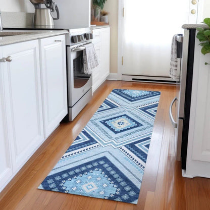 Solene Navy Washable Indoor-Outdoor Rug-Outdoor Rugs-LOOMLAN Rugs-LOOMLAN