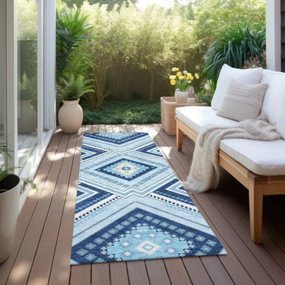 Solene Navy Washable Indoor-Outdoor Rug-Outdoor Rugs-LOOMLAN Rugs-LOOMLAN