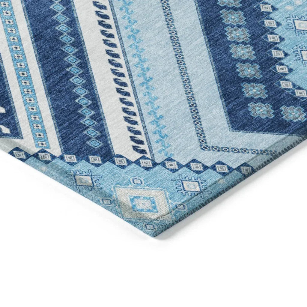Solene Navy Washable Indoor-Outdoor Rug-Outdoor Rugs-LOOMLAN Rugs-LOOMLAN