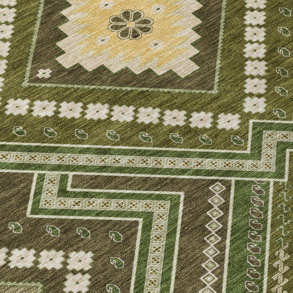Solene Olive Washable Indoor-Outdoor Rug-Outdoor Rugs-LOOMLAN Rugs-LOOMLAN