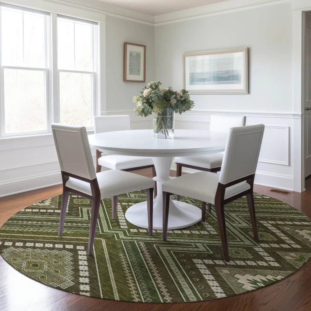 Solene Olive Washable Indoor-Outdoor Rug-Outdoor Rugs-LOOMLAN Rugs-LOOMLAN