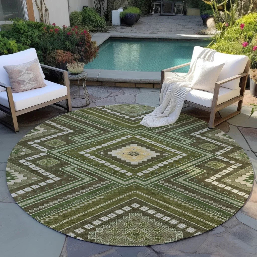 Solene Olive Washable Indoor-Outdoor Rug-Outdoor Rugs-LOOMLAN Rugs-LOOMLAN
