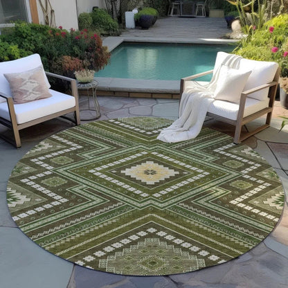Solene Olive Washable Indoor-Outdoor Rug-Outdoor Rugs-LOOMLAN Rugs-LOOMLAN