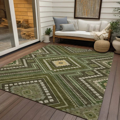 Solene Olive Washable Indoor-Outdoor Rug-Outdoor Rugs-LOOMLAN Rugs-LOOMLAN