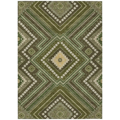 Solene Olive Washable Indoor-Outdoor Rug-Outdoor Rugs-LOOMLAN Rugs-2'6" x 3'10"-LOOMLAN