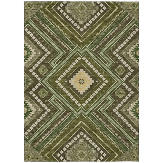 Solene Olive Washable Indoor-Outdoor Rug-Outdoor Rugs-LOOMLAN Rugs-2'6" x 3'10"-LOOMLAN