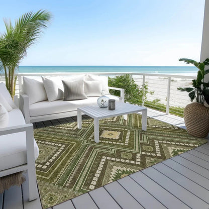 Solene Olive Washable Indoor-Outdoor Rug-Outdoor Rugs-LOOMLAN Rugs-LOOMLAN