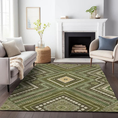 Solene Olive Washable Indoor-Outdoor Rug-Outdoor Rugs-LOOMLAN Rugs-LOOMLAN