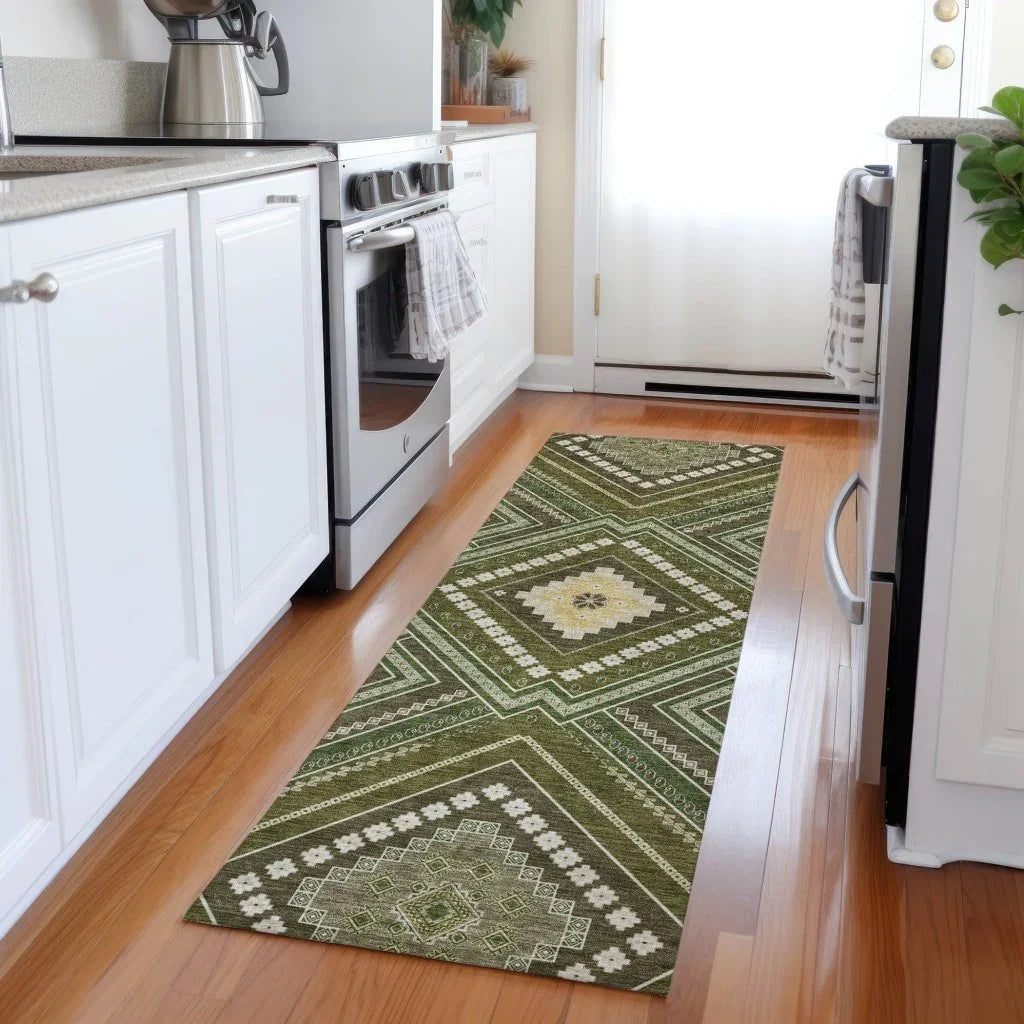 Solene Olive Washable Indoor-Outdoor Rug-Outdoor Rugs-LOOMLAN Rugs-LOOMLAN