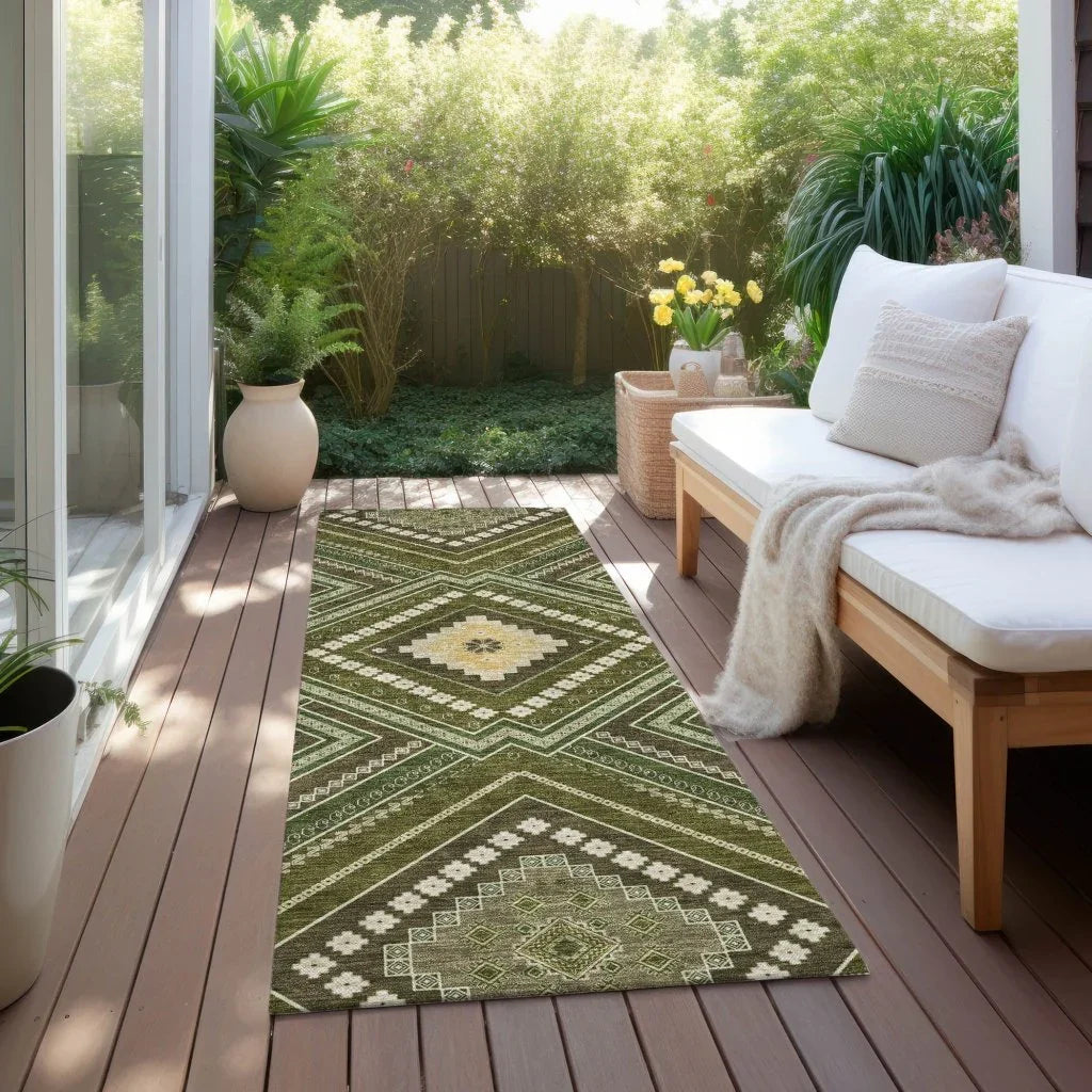 Solene Olive Washable Indoor-Outdoor Rug-Outdoor Rugs-LOOMLAN Rugs-LOOMLAN