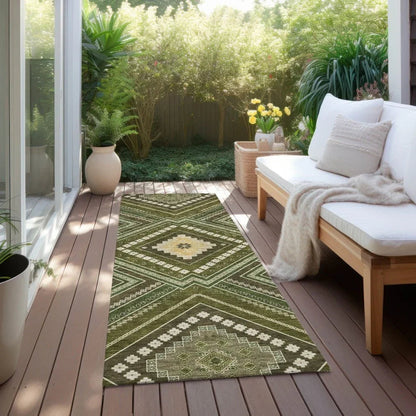 Solene Olive Washable Indoor-Outdoor Rug-Outdoor Rugs-LOOMLAN Rugs-LOOMLAN