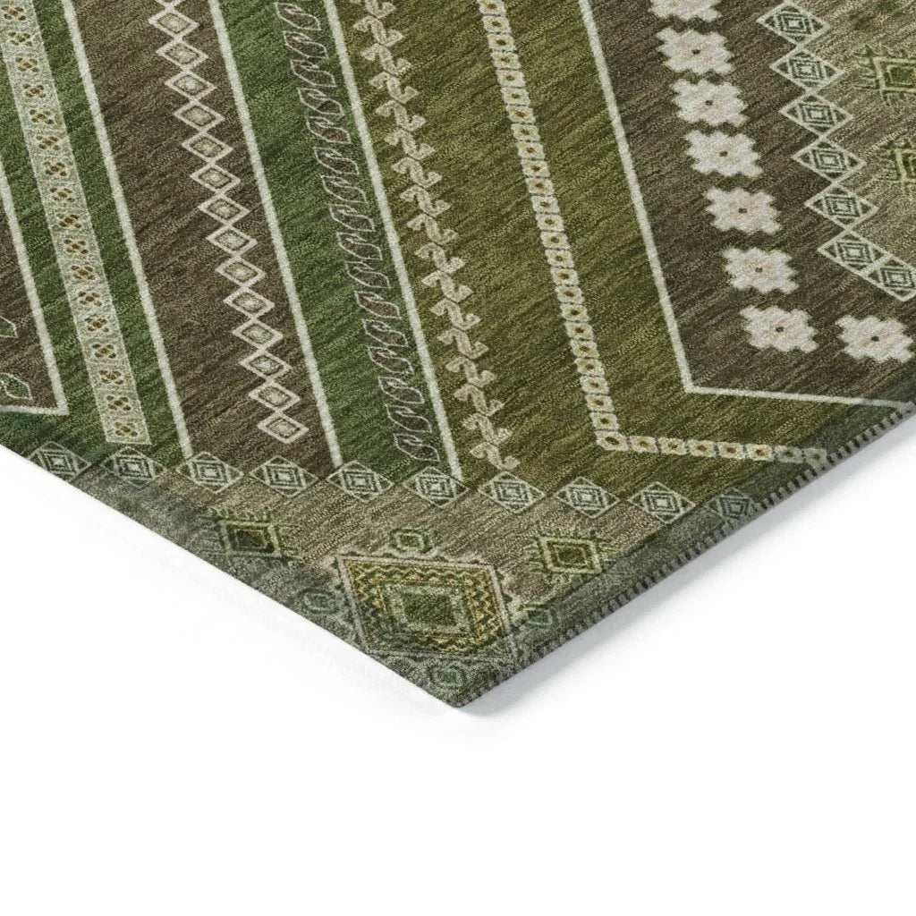 Solene Olive Washable Indoor-Outdoor Rug-Outdoor Rugs-LOOMLAN Rugs-LOOMLAN