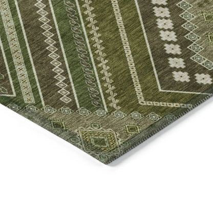 Solene Olive Washable Indoor-Outdoor Rug-Outdoor Rugs-LOOMLAN Rugs-LOOMLAN