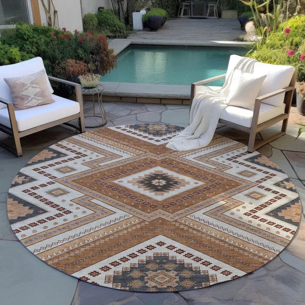 Solene Orange Washable Indoor-Outdoor Rug-Outdoor Rugs-LOOMLAN Rugs-LOOMLAN