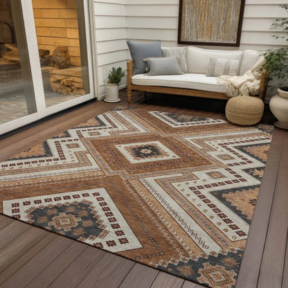 Solene Orange Washable Indoor-Outdoor Rug-Outdoor Rugs-LOOMLAN Rugs-LOOMLAN