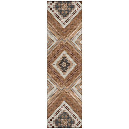Solene Orange Washable Indoor-Outdoor Rug-Outdoor Rugs-LOOMLAN Rugs-2'3" x 7'6"-LOOMLAN