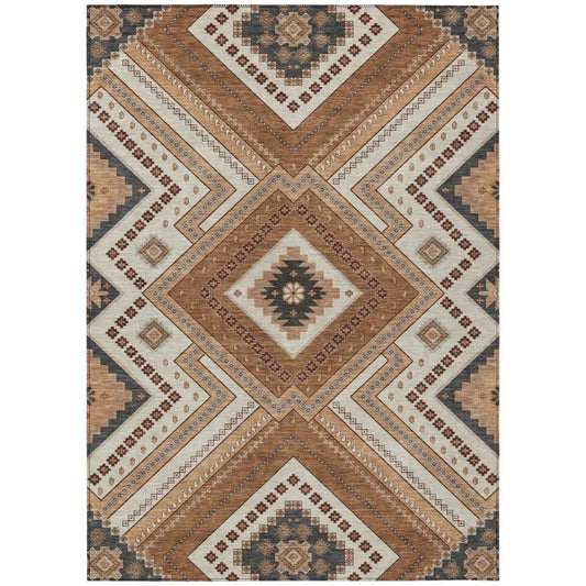Solene Orange Washable Indoor-Outdoor Rug-Outdoor Rugs-LOOMLAN Rugs-2'6" x 3'10"-LOOMLAN