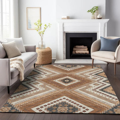 Solene Orange Washable Indoor-Outdoor Rug-Outdoor Rugs-LOOMLAN Rugs-LOOMLAN