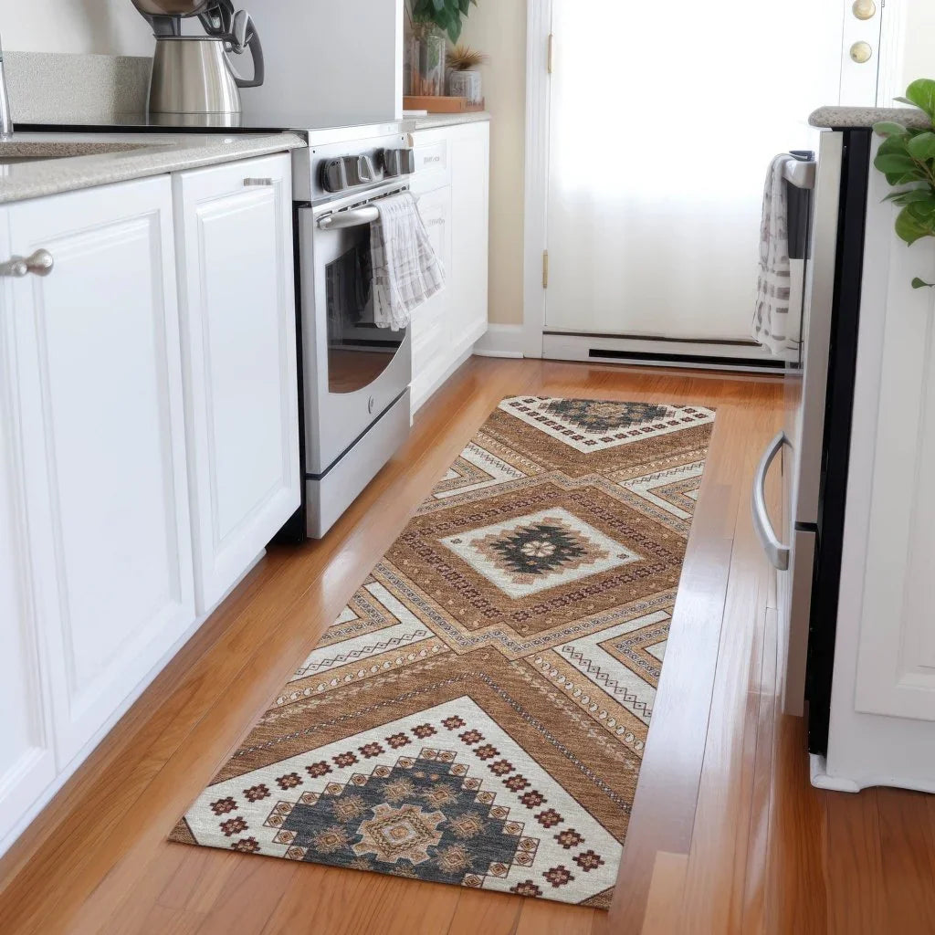 Solene Orange Washable Indoor-Outdoor Rug-Outdoor Rugs-LOOMLAN Rugs-LOOMLAN