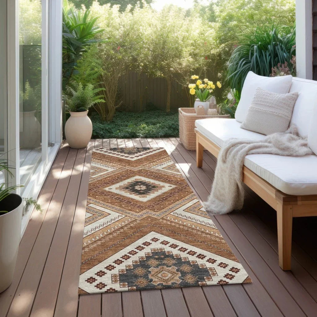 Solene Orange Washable Indoor-Outdoor Rug-Outdoor Rugs-LOOMLAN Rugs-LOOMLAN
