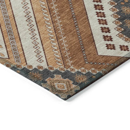 Solene Orange Washable Indoor-Outdoor Rug-Outdoor Rugs-LOOMLAN Rugs-LOOMLAN