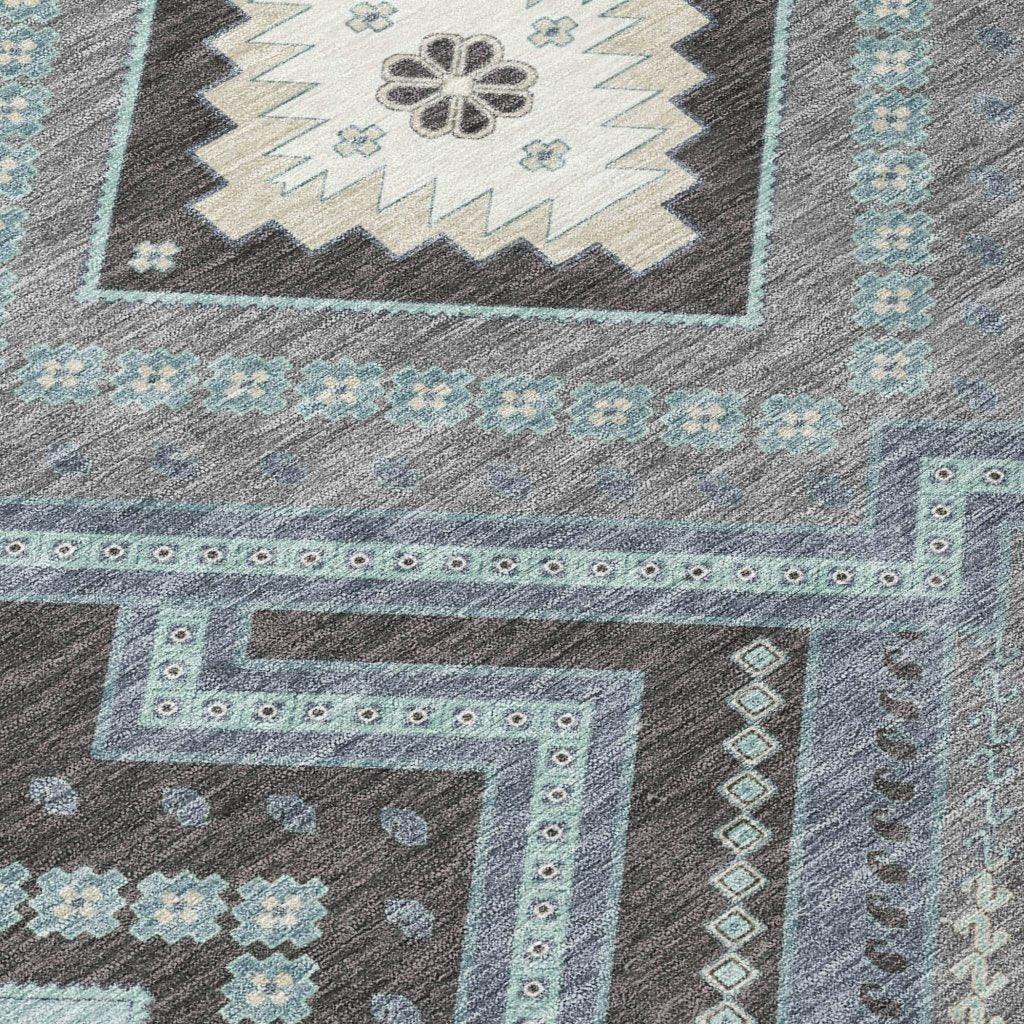 Solene Pewter Washable Indoor-Outdoor Rug-Outdoor Rugs-LOOMLAN Rugs-LOOMLAN