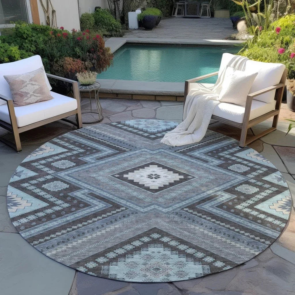 Solene Pewter Washable Indoor-Outdoor Rug-Outdoor Rugs-LOOMLAN Rugs-LOOMLAN