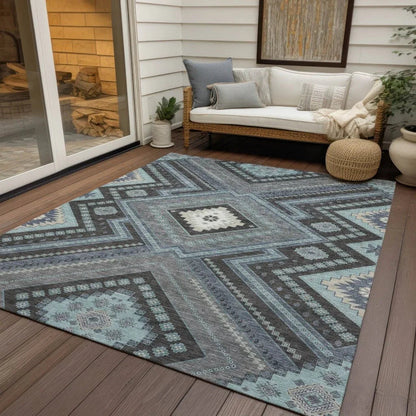 Solene Pewter Washable Indoor-Outdoor Rug-Outdoor Rugs-LOOMLAN Rugs-LOOMLAN