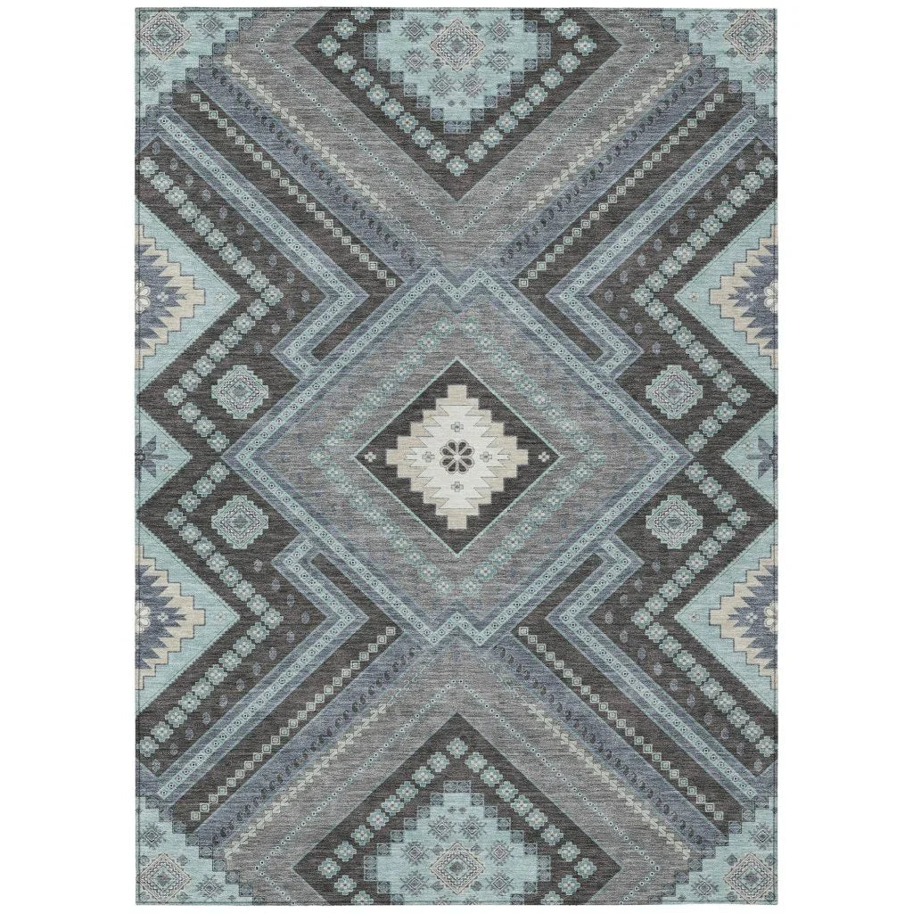 Solene Pewter Washable Indoor-Outdoor Rug-Outdoor Rugs-LOOMLAN Rugs-2'6" x 3'10"-LOOMLAN