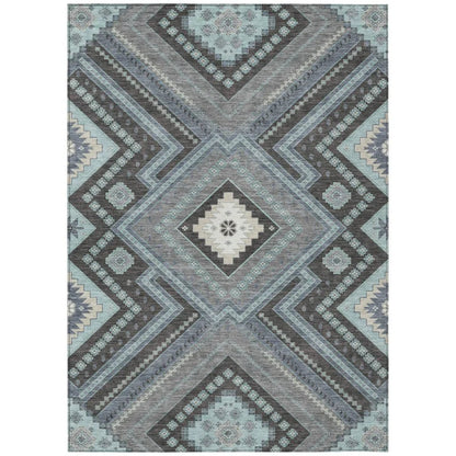 Solene Pewter Washable Indoor-Outdoor Rug-Outdoor Rugs-LOOMLAN Rugs-2'6" x 3'10"-LOOMLAN