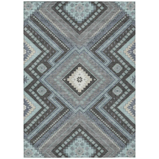 Solene Pewter Washable Indoor-Outdoor Rug-Outdoor Rugs-LOOMLAN Rugs-2'6" x 3'10"-LOOMLAN