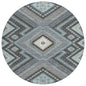 Solene Pewter Washable Indoor-Outdoor Rug-Outdoor Rugs-LOOMLAN Rugs-8' x 8'-LOOMLAN