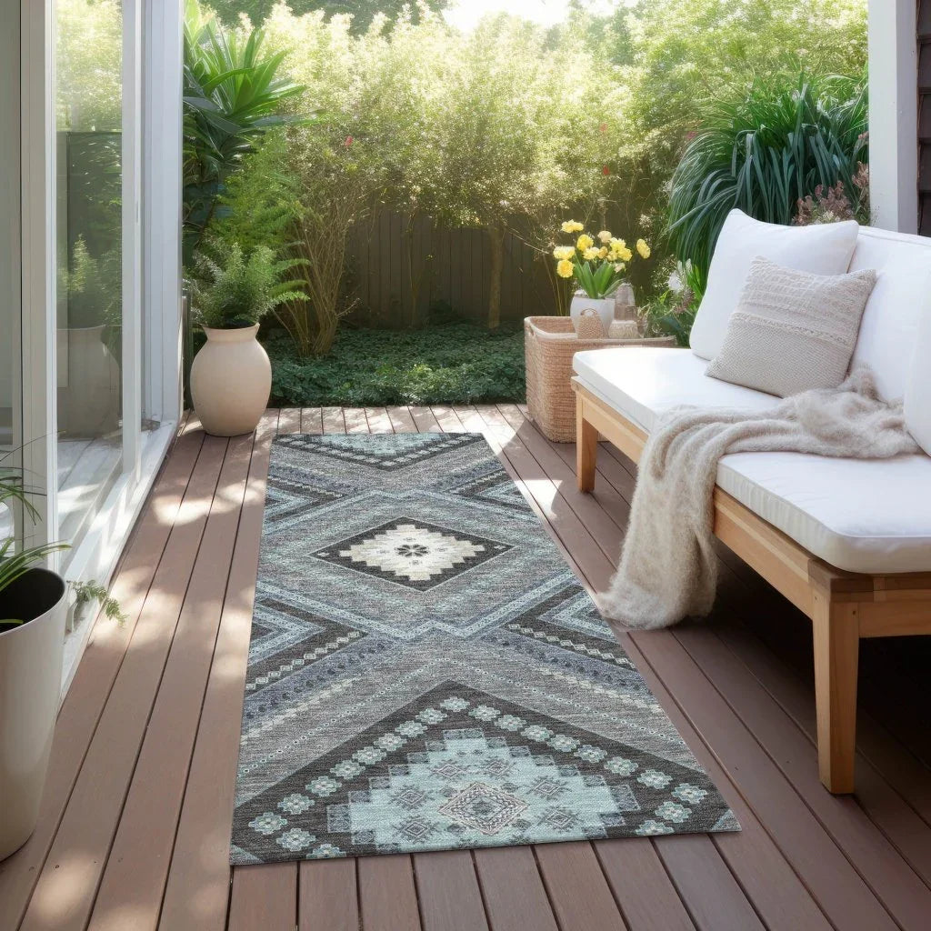 Solene Pewter Washable Indoor-Outdoor Rug-Outdoor Rugs-LOOMLAN Rugs-LOOMLAN